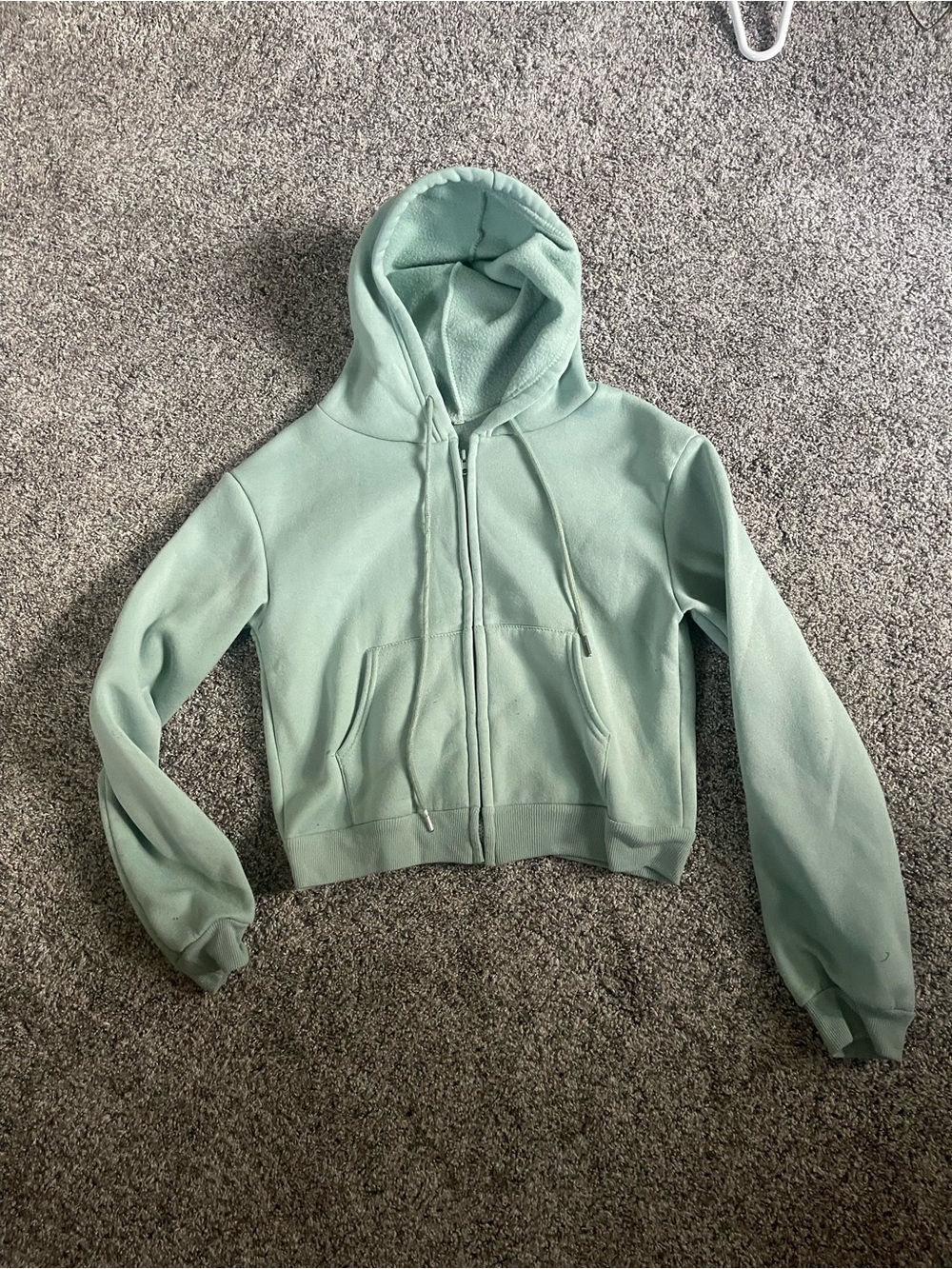 Cropped Mint Zip-Up Hoodie